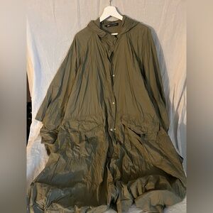 ZARA Olive Green Hooded Rain Coat